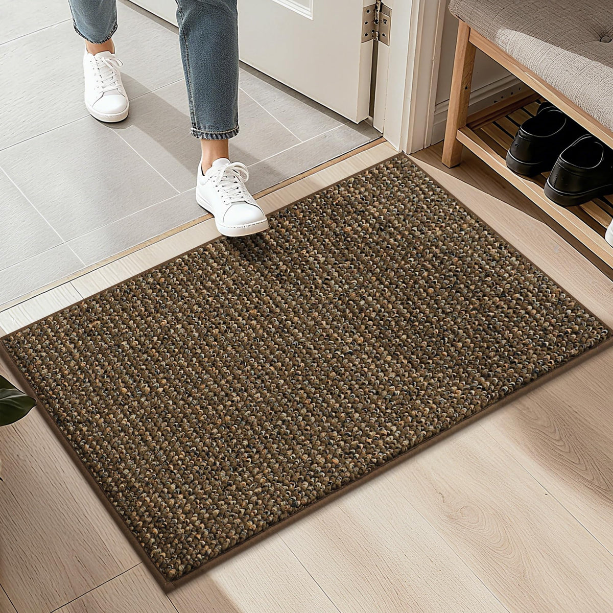 BEQHAUSE 2x3 Entryway Rug Indoor Door Mat Non-Slip Washable, Taupe