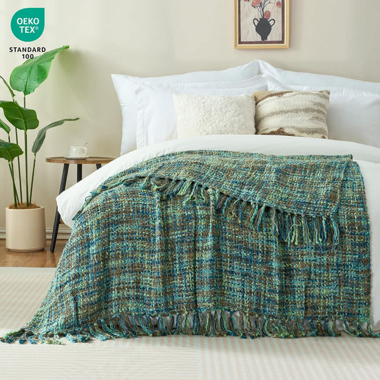 Multi-Color Cable Woven Throw Blanket for Couch - 50"X60"