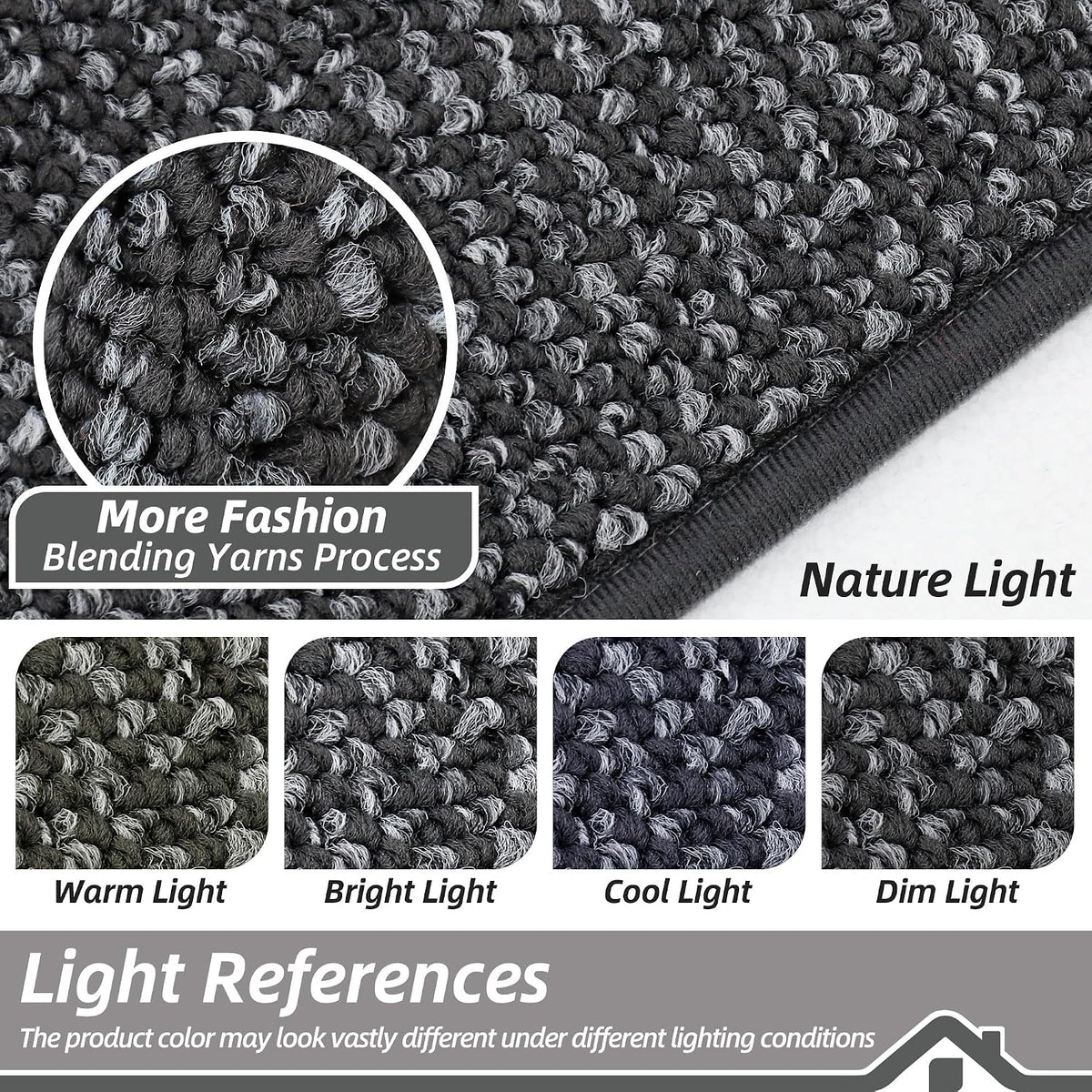 BEQHAUSE Dirt Trapper Door Mat 20"x32", Non-Slip Washable Doormat, Charcoal