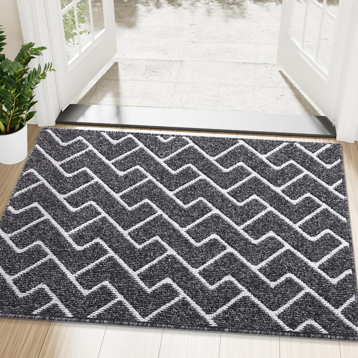 OLANLY Indoor Door Mat 32x20, Low-Profile Dirt Resistant Doormat, Grey