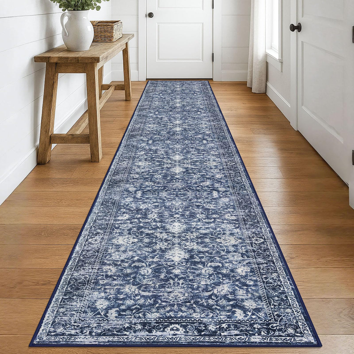 KILOCOCO 2x3 Washable Rug Small Entryway Rugs Indoor Door Mat, Blue/Navy