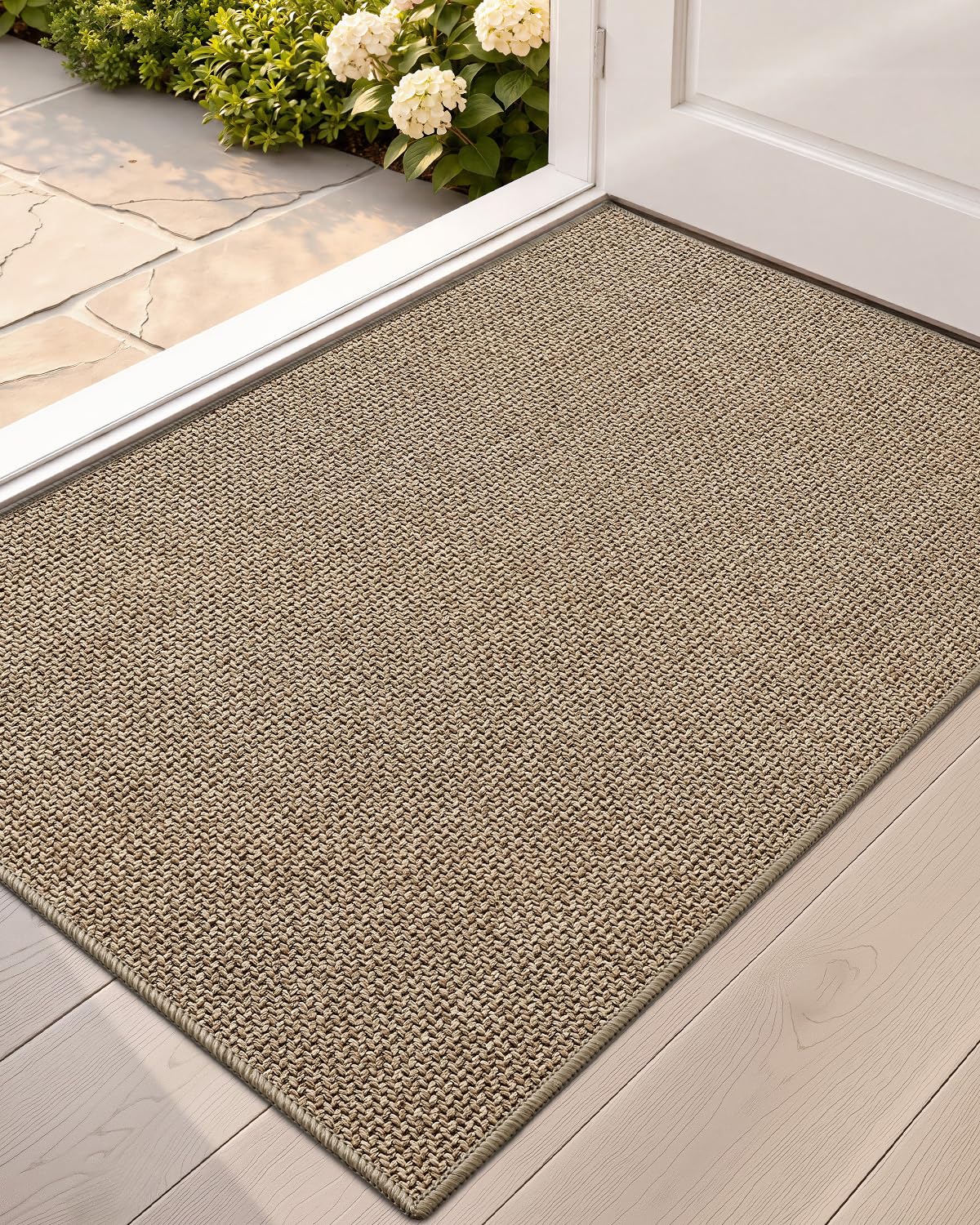 Color&Geometry Ultra-Thin Indoor Door Mat Entrance, 17"x30" Heather Khaki