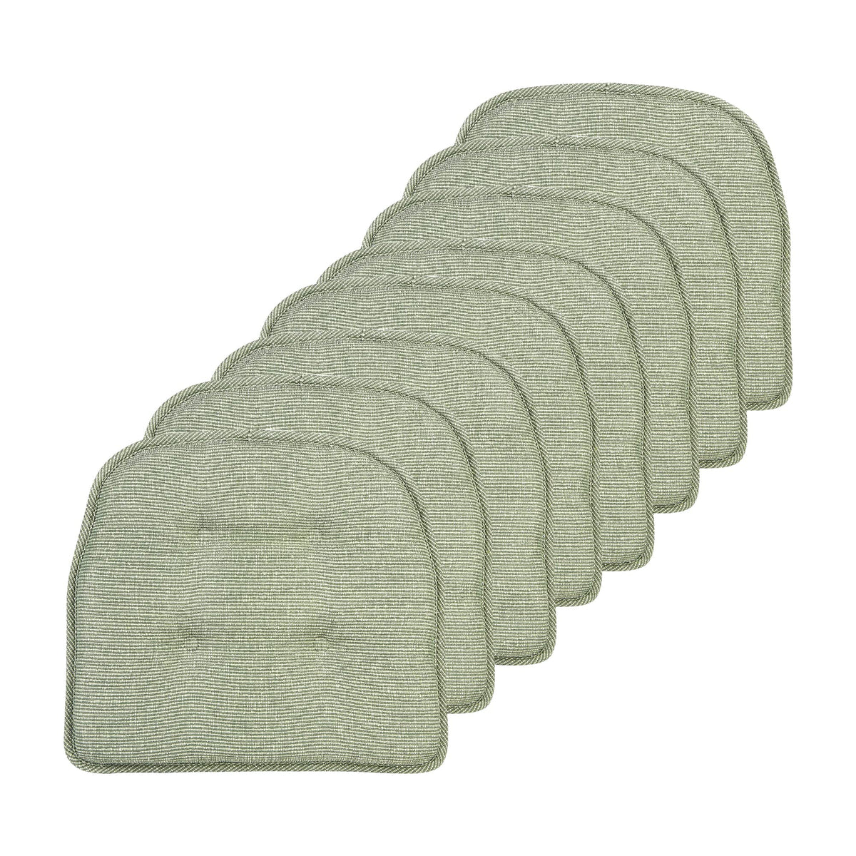 Klear Vu Omega Non-Slip Chair Cushions, Assembled in USA, U-Shaped Skid-Proof Seat Pads for Dining Room, Kitchen, Office, 15"x16" 4 Pack Slub Natural 4 Count