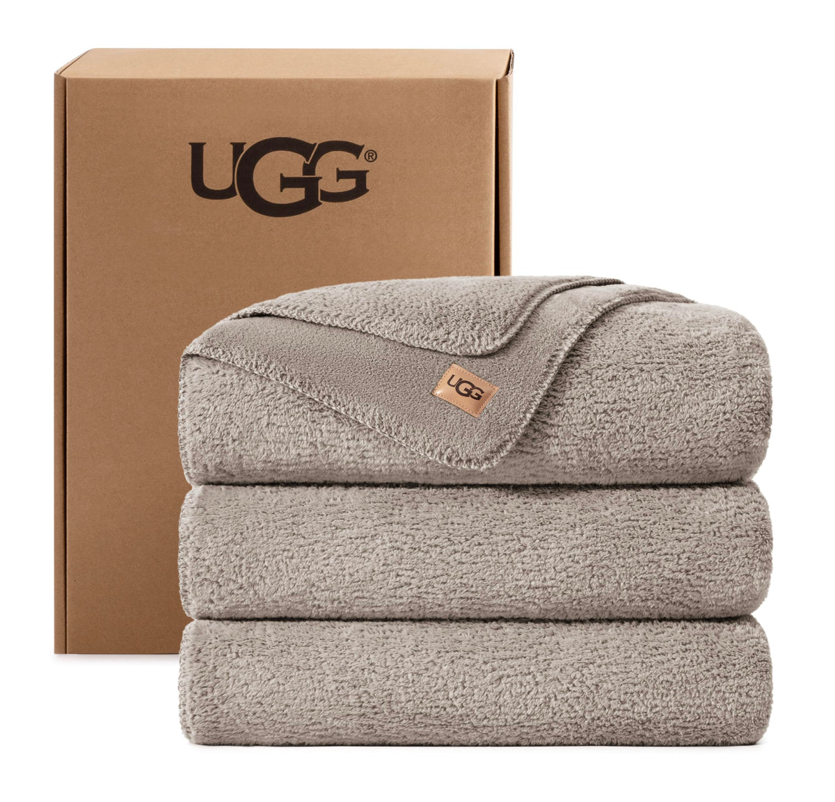 UGG Whitecap Throw Blanket, Soft Fleece Blanket, 50" x 70", Seal Grey