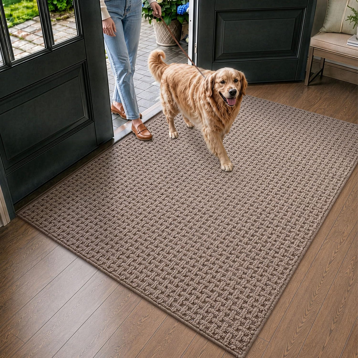 LUMI Washable Indoor Door Mat for Entryway 24x36, Entrance Mat, Taupe