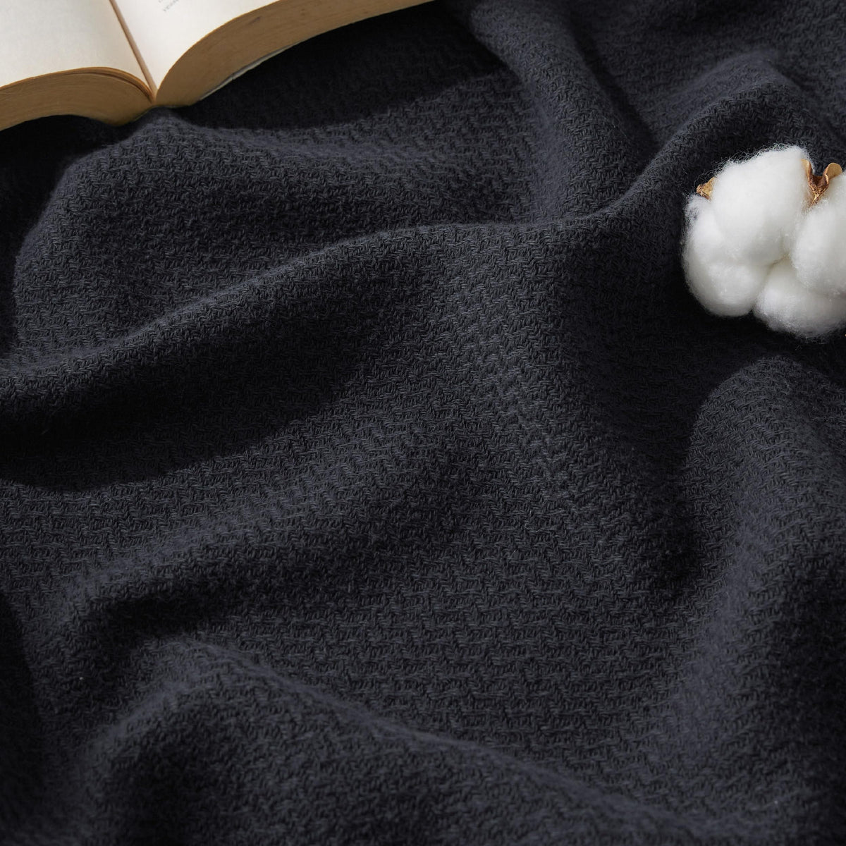 Bedsure 100% Cotton Blanket, Herringbone Weave, Throw XL, Linen Beige