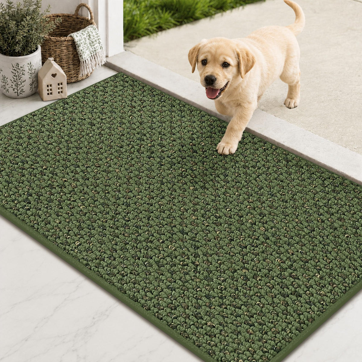 COSY HOMEER Door Mat Non-Slip Entryway Rugs Dirt Trapper, 17"x30", Beige