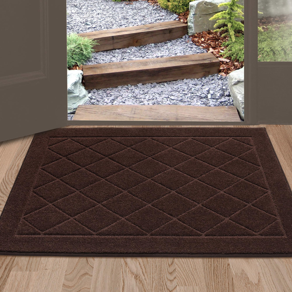 BEQHAUSE Dirt Trapper Door Mat 32" x 48", Doormat Non-Slip, Dark Grey