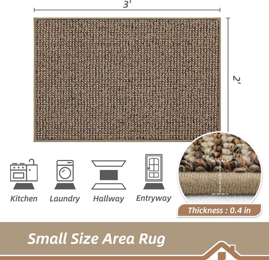 BEQHAUSE 2x3 Entryway Rug Indoor Door Mat Non-Slip Washable, Taupe