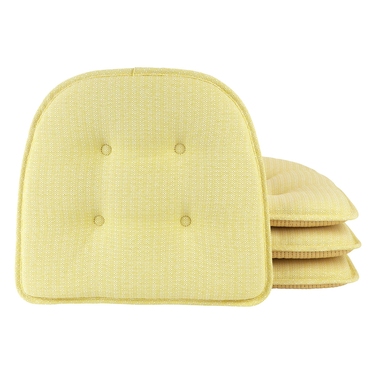 Klear Vu Omega Non-Slip Chair Cushions, Assembled in USA, U-Shaped Skid-Proof Seat Pads for Dining Room, Kitchen, Office, 15"x16" 4 Pack Slub Natural 4 Count