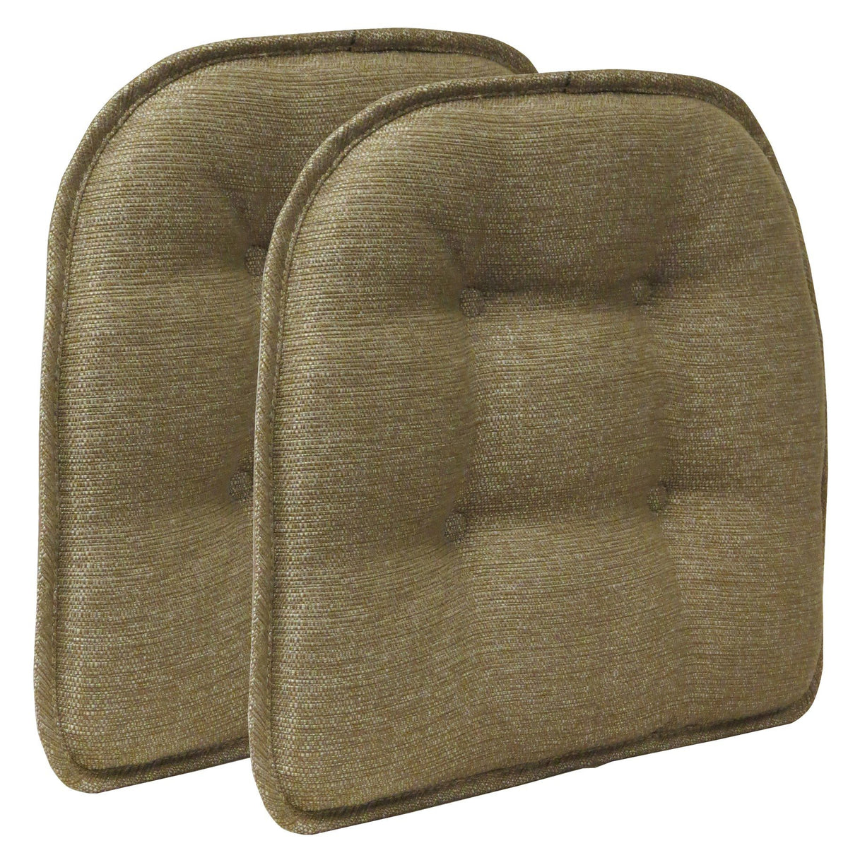 Klear Vu Omega Non-Slip Chair Cushions, Assembled in USA, U-Shaped Skid-Proof Seat Pads for Dining Room, Kitchen, Office, 15"x16" 4 Pack Slub Natural 4 Count