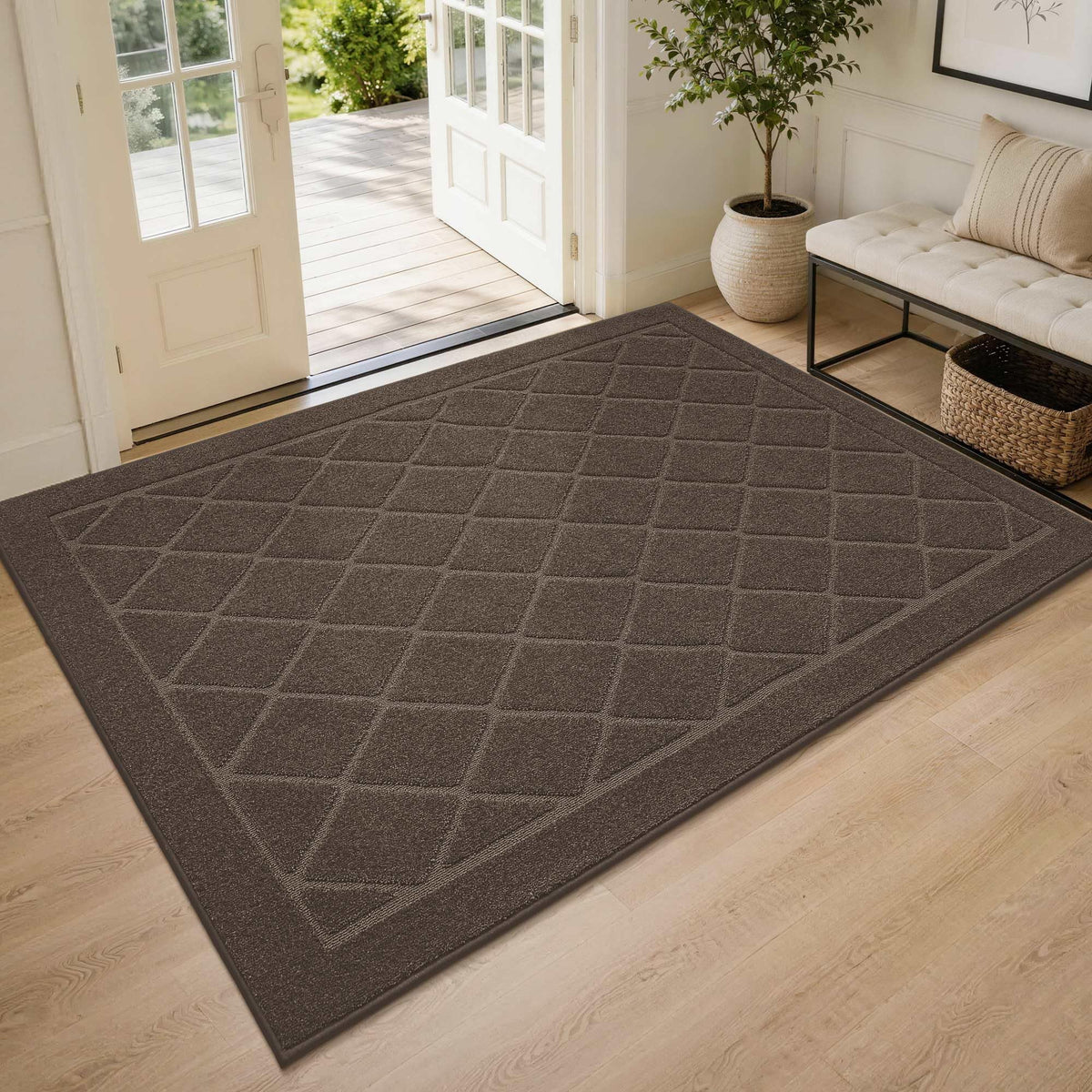 BEQHAUSE Dirt Trapper Door Mat 32" x 48", Doormat Non-Slip, Dark Grey