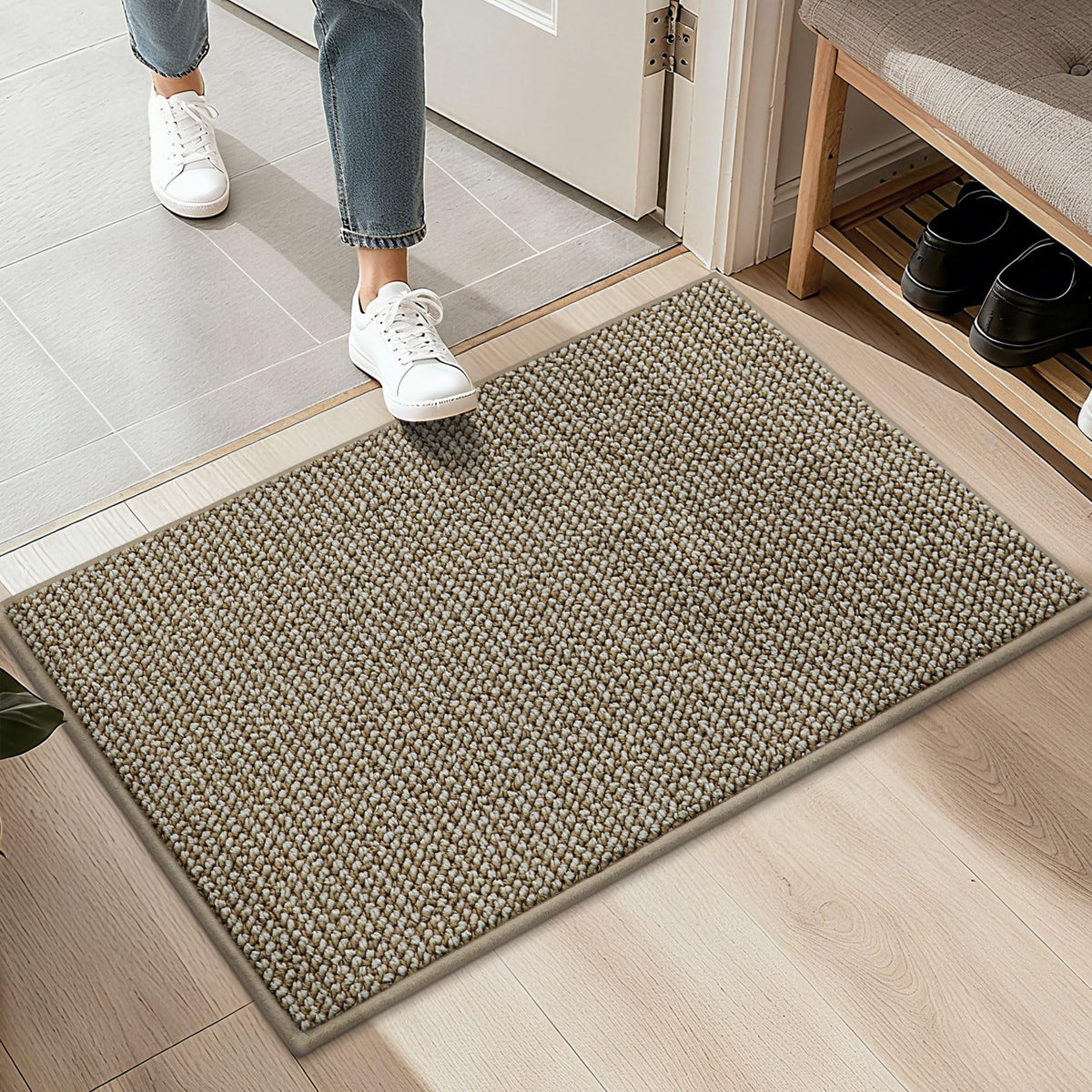 BEQHAUSE 2x3 Entryway Rug Indoor Door Mat Non-Slip Washable, Taupe
