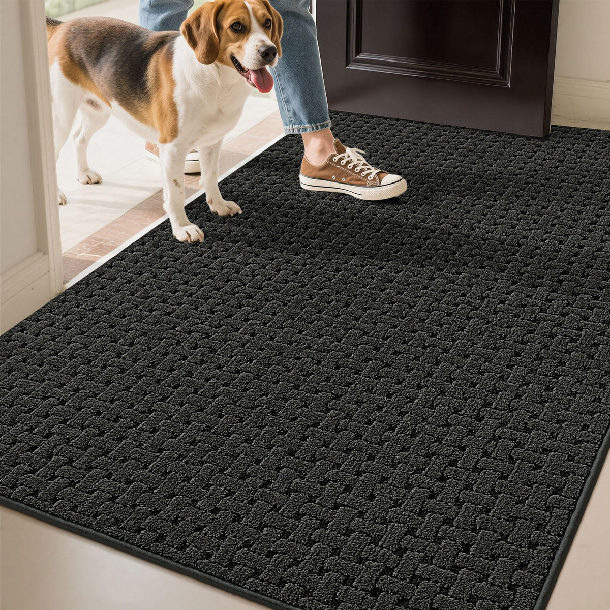 Door Mat Indoor Entrance 36"x60", Non-Slip Entryway Rugs, Blue