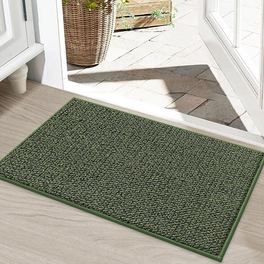 BEQHAUSE Dirt Trapper Door Mat 20" x 32", Non-Slip Washable Doormats, Green