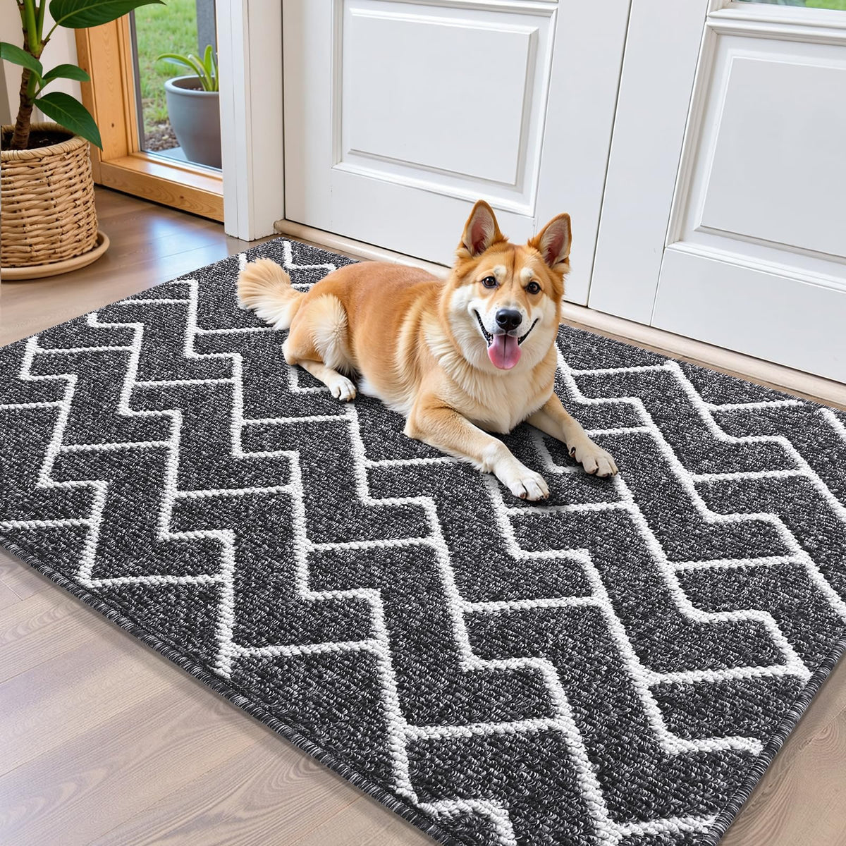 OLANLY Indoor Door Mat 32x20, Low-Profile Dirt Resistant Doormat, Grey