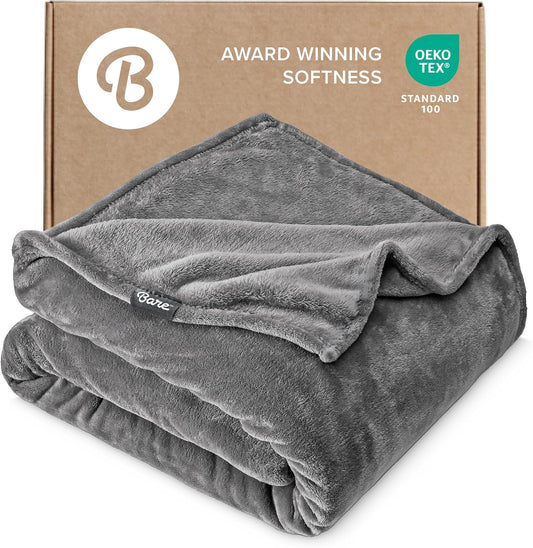 Bare Home Fleece Blanket Luxury Microplush (Twin/Twin XL, Grey)