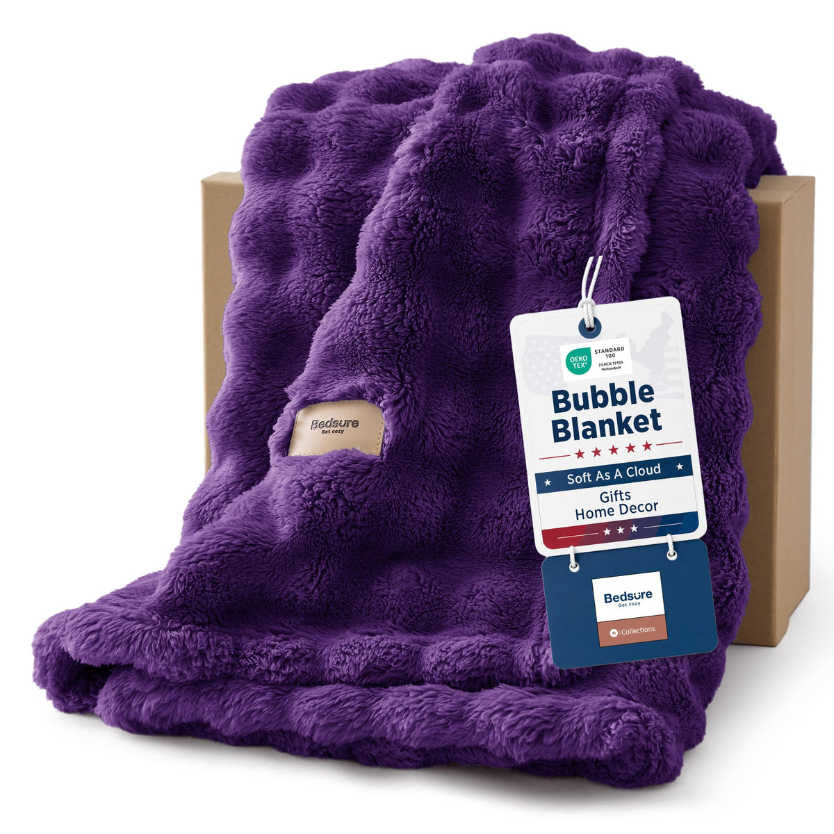 Bedsure Cloud Bubble Blanket, Soft Cozy Throw, Beige, 50"×60"
