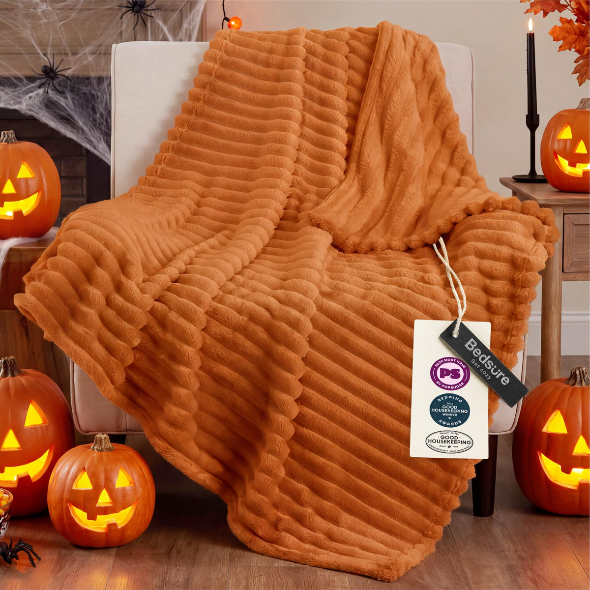 Bedsure GentleSoft White Throw Blanket for Couch - Halloween Decorations for Fall Home Living Room Decor, Cozy Fleece Blanket, Christmas Birthday Gifts for Women Mom Her Girls, Off White, 50x60 in