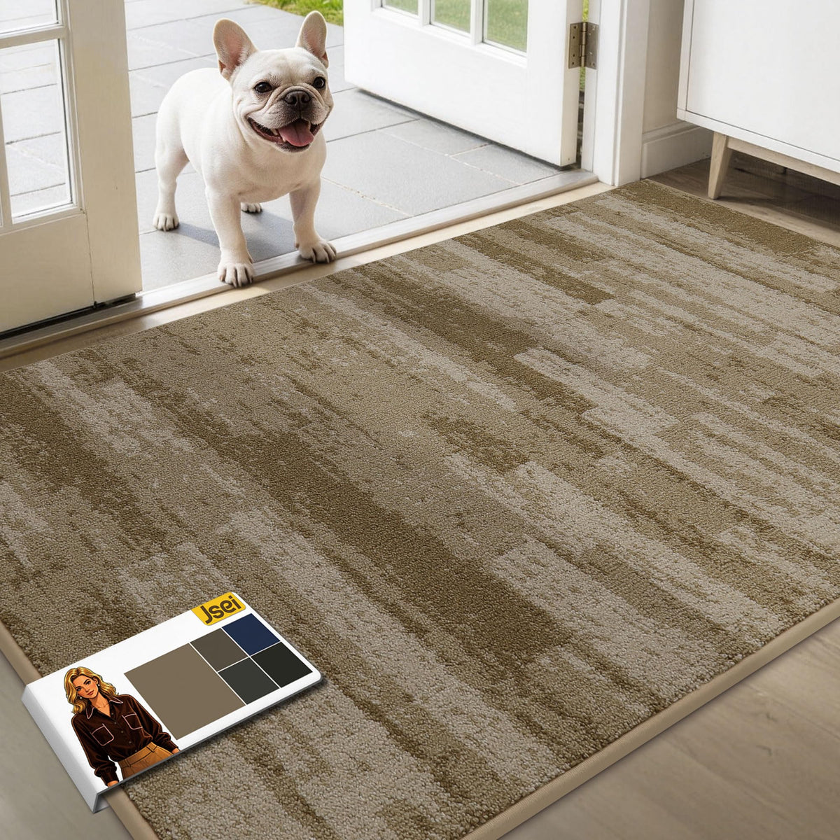 JSEI Dirt Trapper Door Mat 20"x32", Non-Slip Doormat, Blue