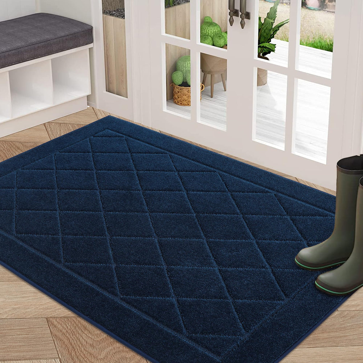BEQHAUSE Dirt Trapper Door Mat 32" x 48", Doormat Non-Slip, Dark Grey