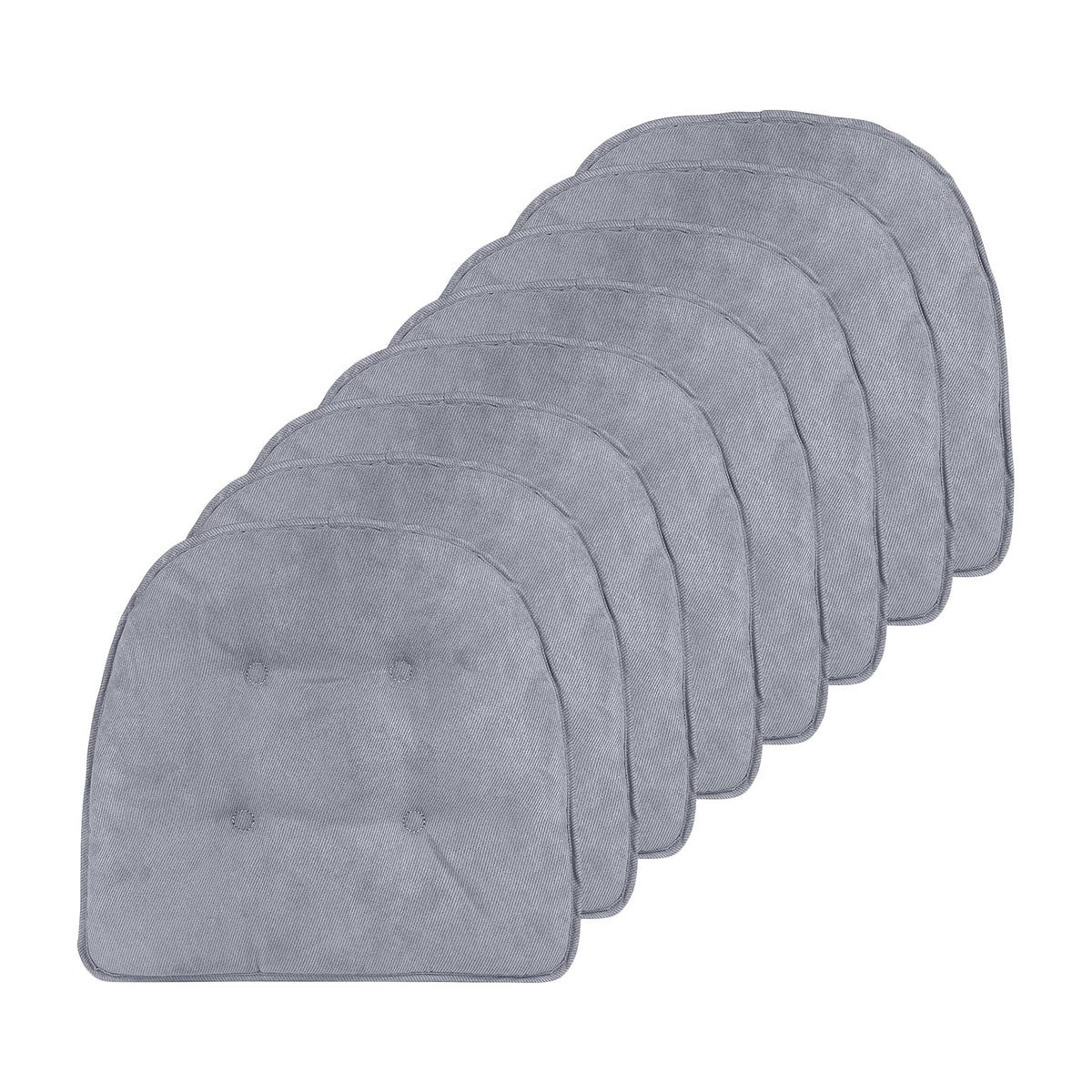Klear Vu Omega Non-Slip Chair Cushions, Assembled in USA, U-Shaped Skid-Proof Seat Pads for Dining Room, Kitchen, Office, 15"x16" 4 Pack Slub Natural 4 Count