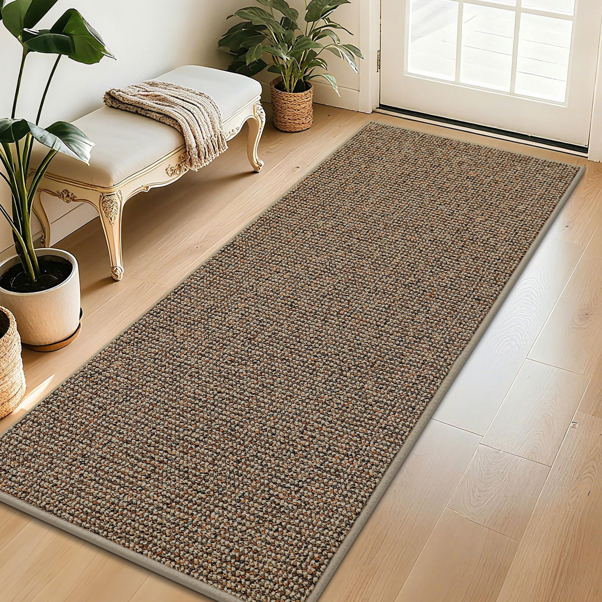 BEQHAUSE Dirt Trapper Door Mat 20" x 32", Non-Slip Washable Doormats, Brown