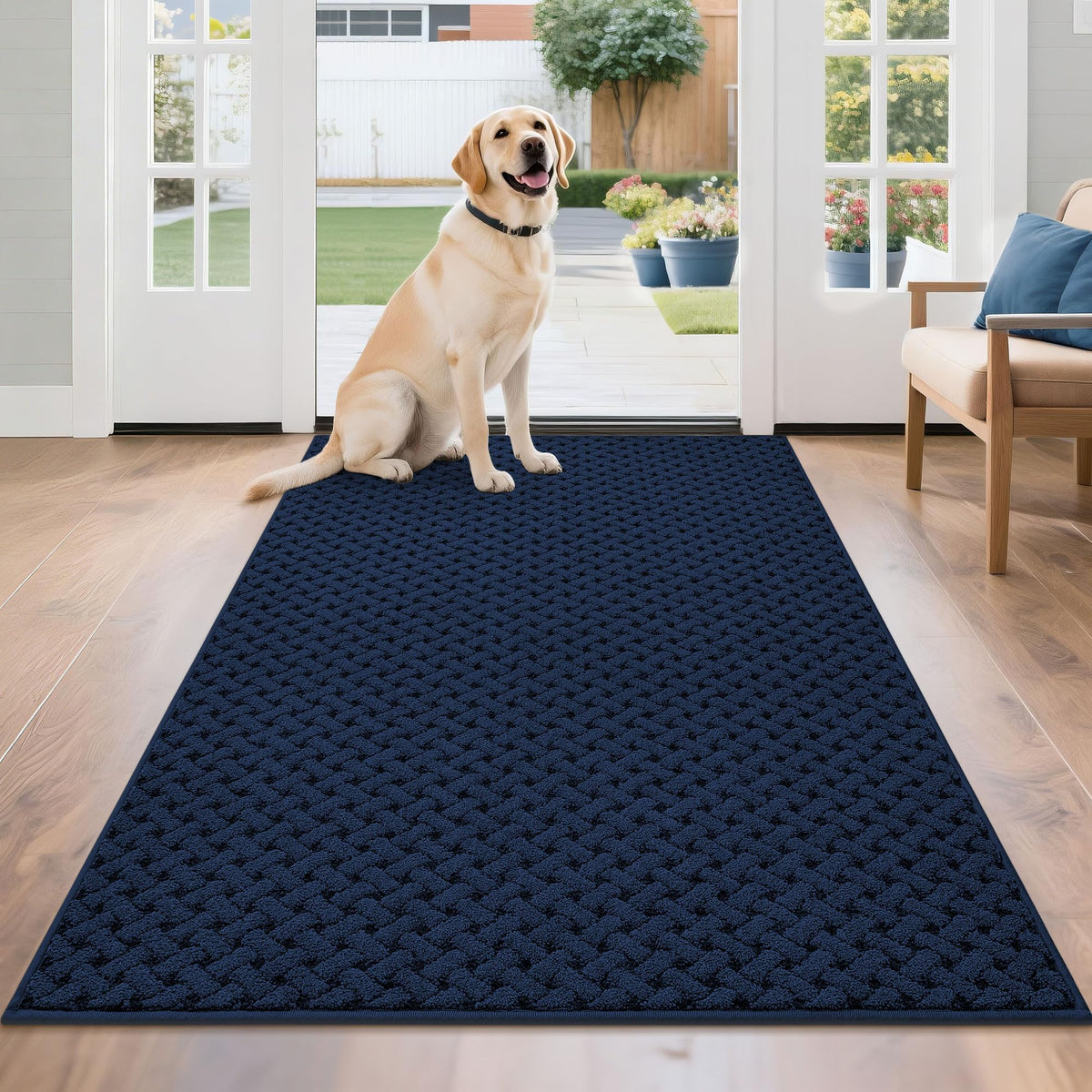 BEQHAUSE Dirt Trapper Door Mat Non-Slip Entryway Rugs, 24" x 36", Beige