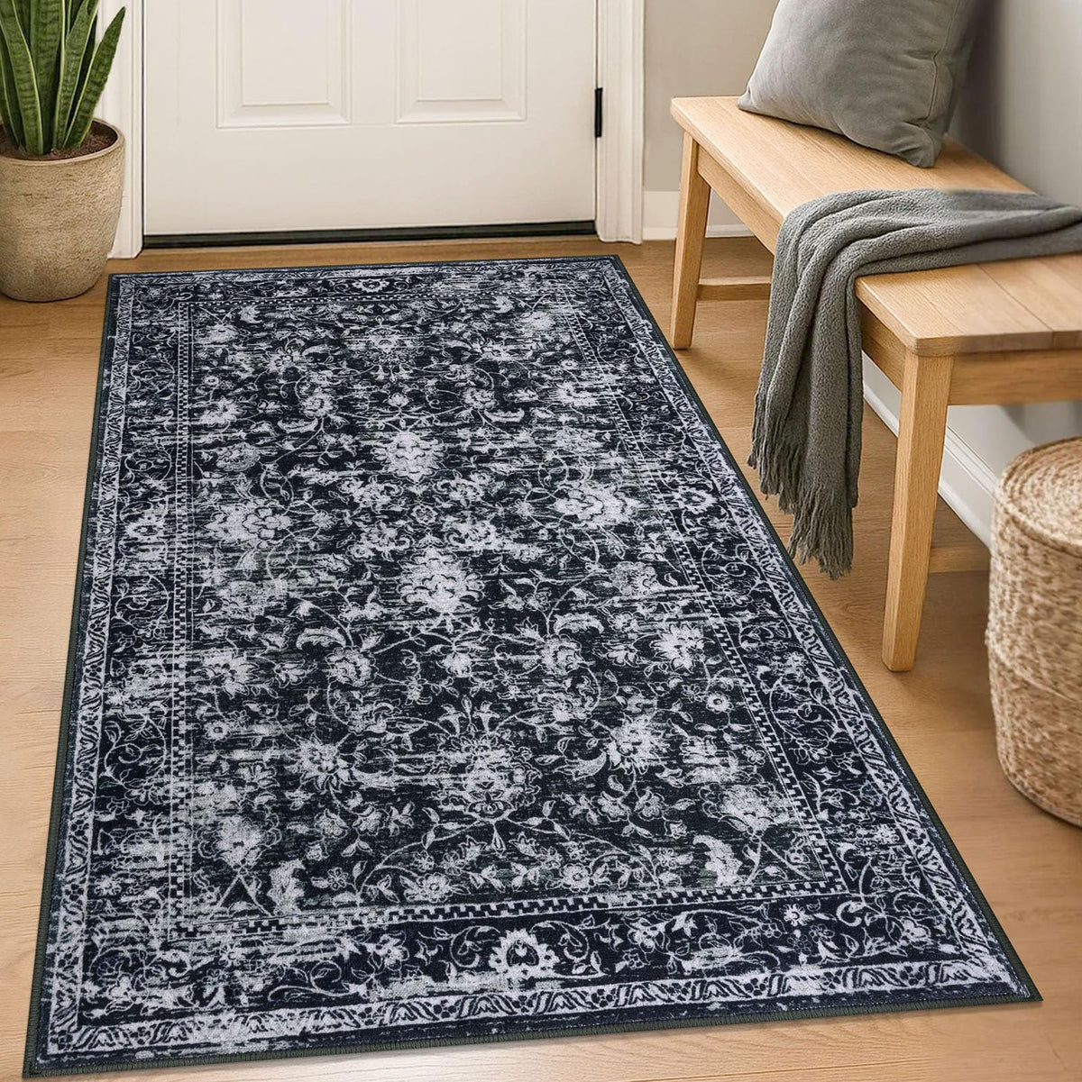 KILOCOCO 2x3 Washable Rug Small Entryway Rugs Indoor Door Mat, Blue/Navy