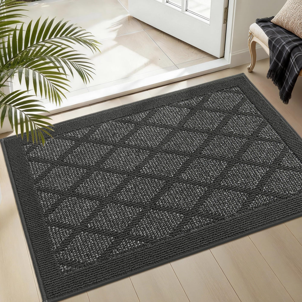 COSY HOMEER Non-Slip Door Mat 20"x32",Entryway Rugs Low Profile,Beige