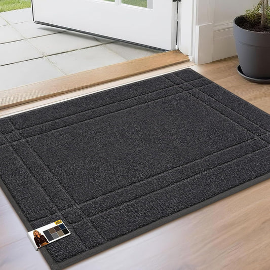 JSEI Door Mat for Entrance 20"x32", Dirt Trapper Doormat, Dark Grey