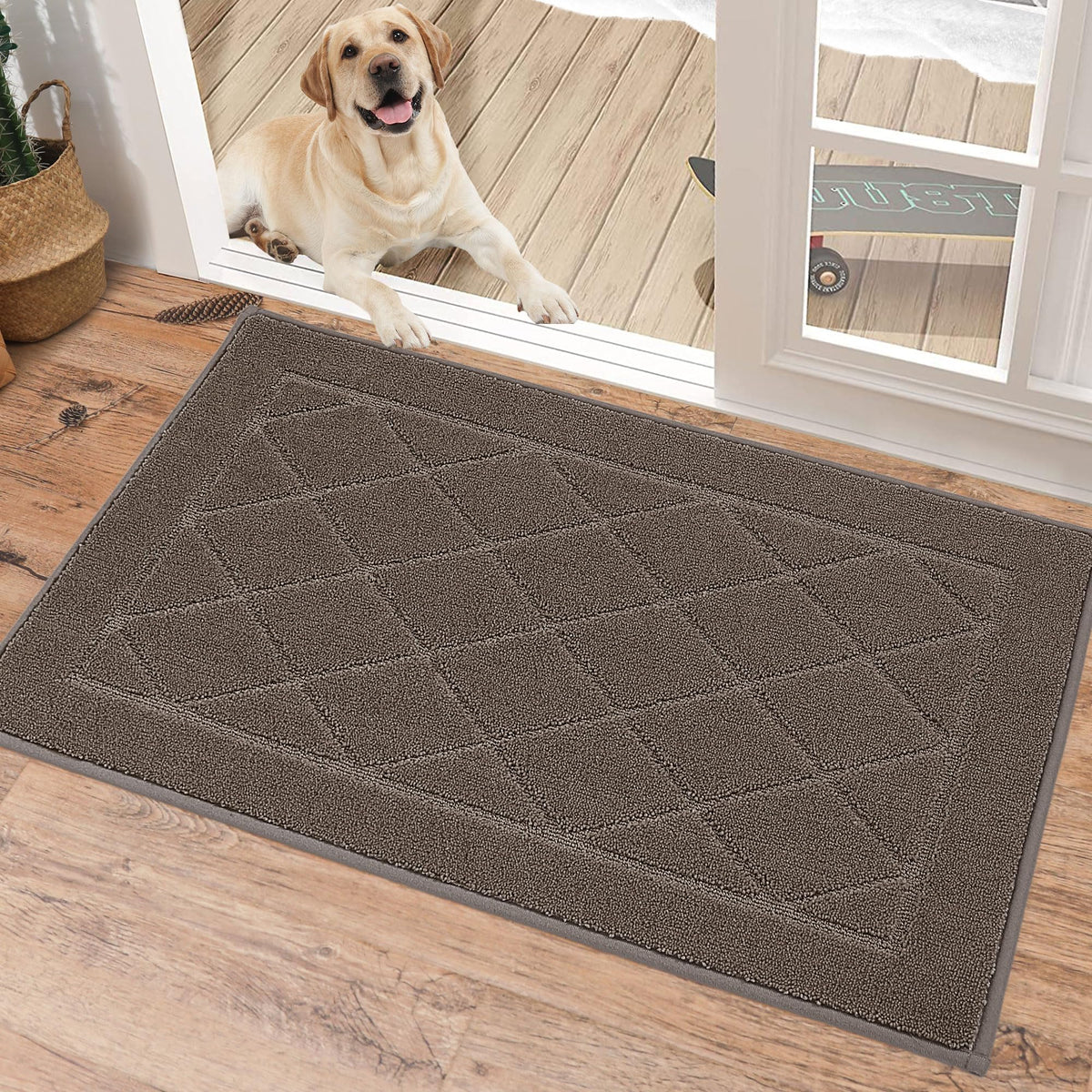 BEQHAUSE Dirt Trapper Door Mat 32" x 48", Doormat Non-Slip, Dark Grey