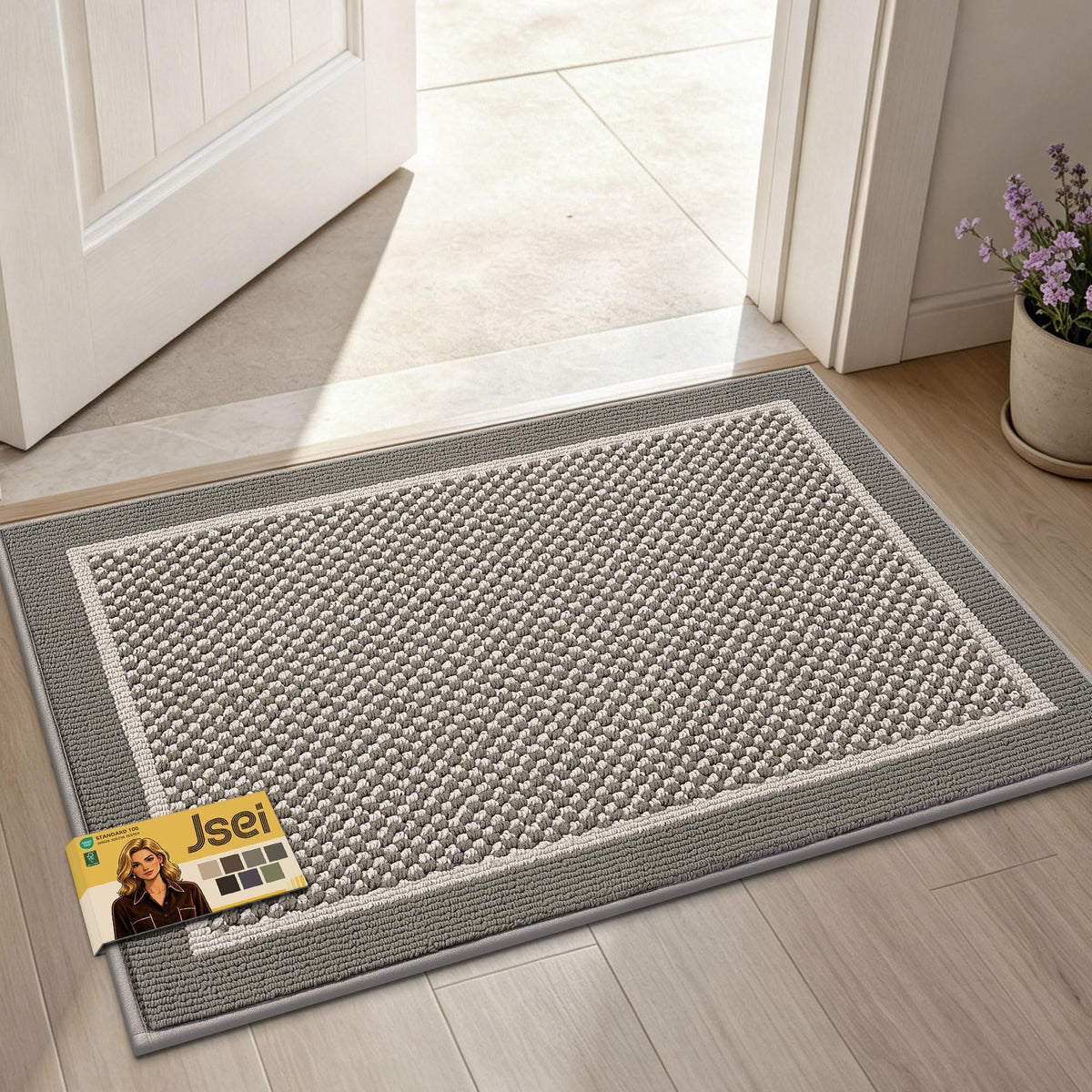 JSEI Dirt Trapper Door Mat 20"x32" , Non-Slip Doormat ,Dark Grey