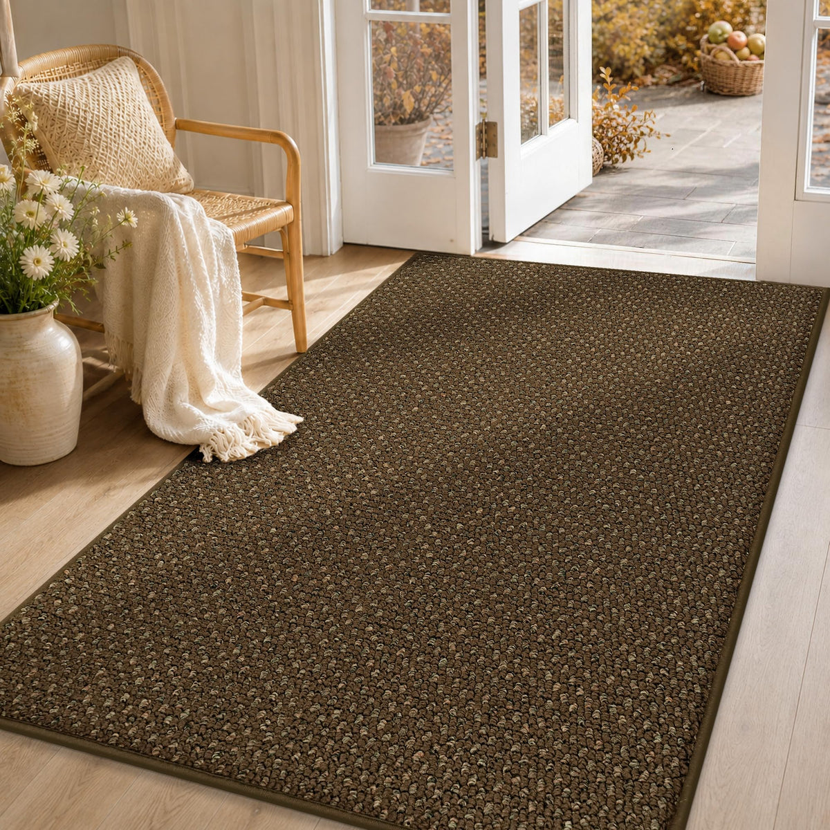 COSY HOMEER Door Mat Non-Slip Entryway Rugs Dirt Trapper, 17"x30", Beige