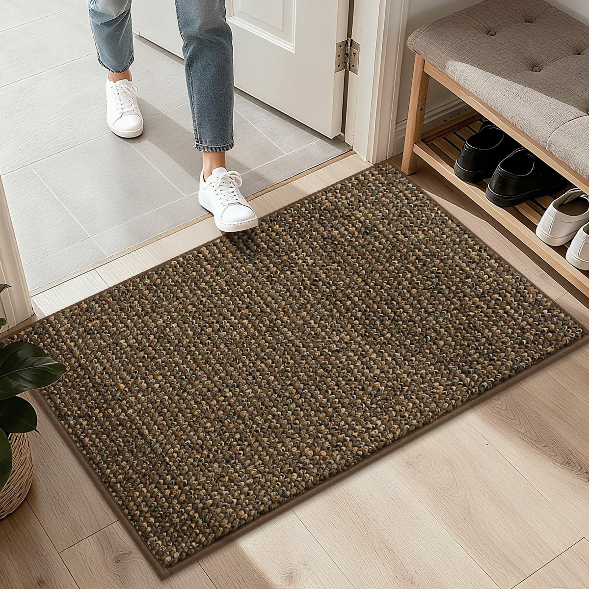 BEQHAUSE 2x3 Entryway Rug Indoor Door Mat Non-Slip Washable, Taupe