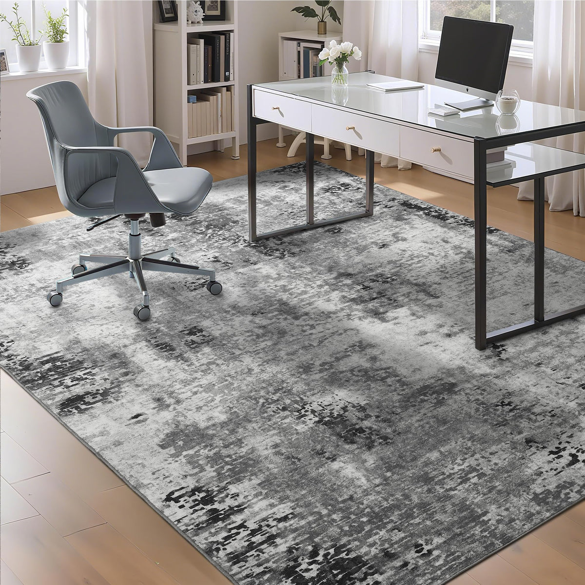 Entrance Rugs Indoor 2x3 Grey Entry Rug Washable Abstract Small Area Rug Non-Slip Low Pile Throw Rugs for Entryway, Kitchen Floor, Front Door Indoor Door Mat, Bathroom, Bedroom Bedside