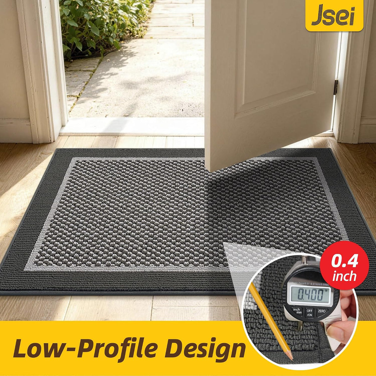 JSEI Dirt Trapper Door Mat 20"x32" , Non-Slip Doormat ,Dark Grey