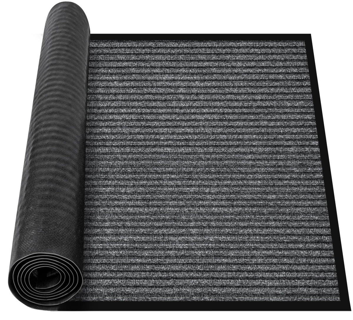 MYFAMIREA Commercial Floor Mat 3' x 5' Extra Large Front Door Industrial Rug Heavy Duty Brush Step Entrance Mat Weather Utility Rug with Non Slip Rubber Backing Low Profile for Entryway, Charcoal Grey