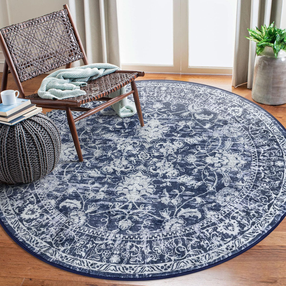 KILOCOCO 2x3 Washable Rug Small Entryway Rugs Indoor Door Mat, Blue/Navy
