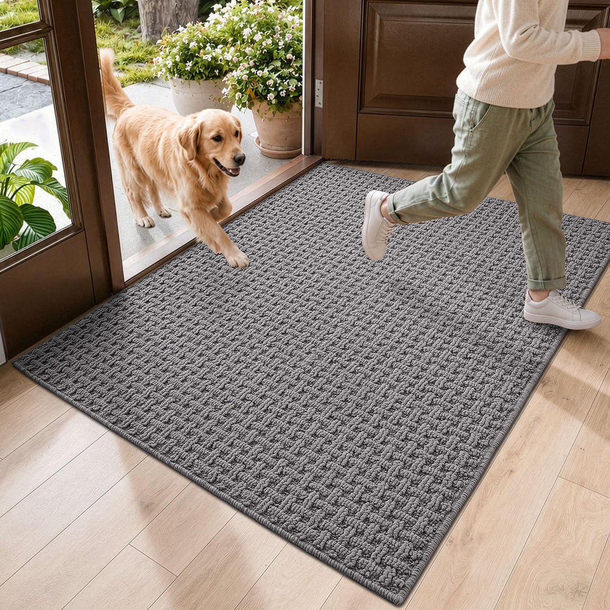 DEXI Door Mat Indoor Entrance 24x36, Entryway Doormats, Beige