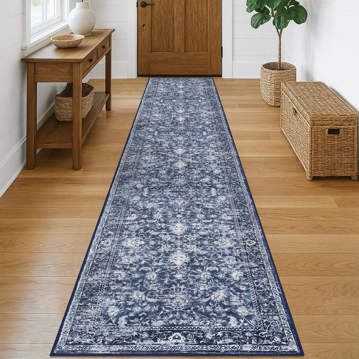 KILOCOCO 2x3 Washable Rug Small Entryway Rugs Indoor Door Mat, Blue/Navy