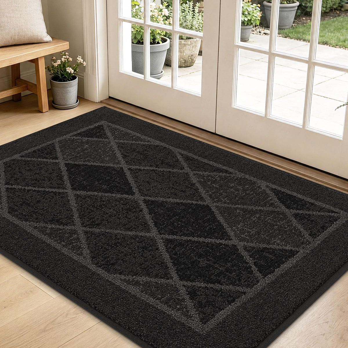 BEQHAUSE Dirt Trapper Door Mat 20" x 32", Doormat Non-Slip, Navy Blue