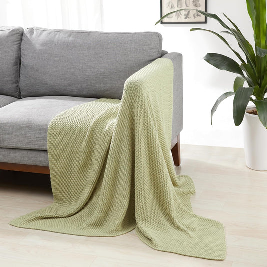 Amazon Basics Chunky Cable Knit Throw Blanket for Couch, Sofa, Bed, Lightweight Soft Cozy, 50" x 60", Sage Green