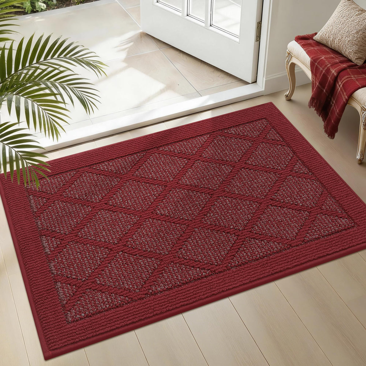 COSY HOMEER Non-Slip Door Mat 20"x32",Entryway Rugs Low Profile,Beige