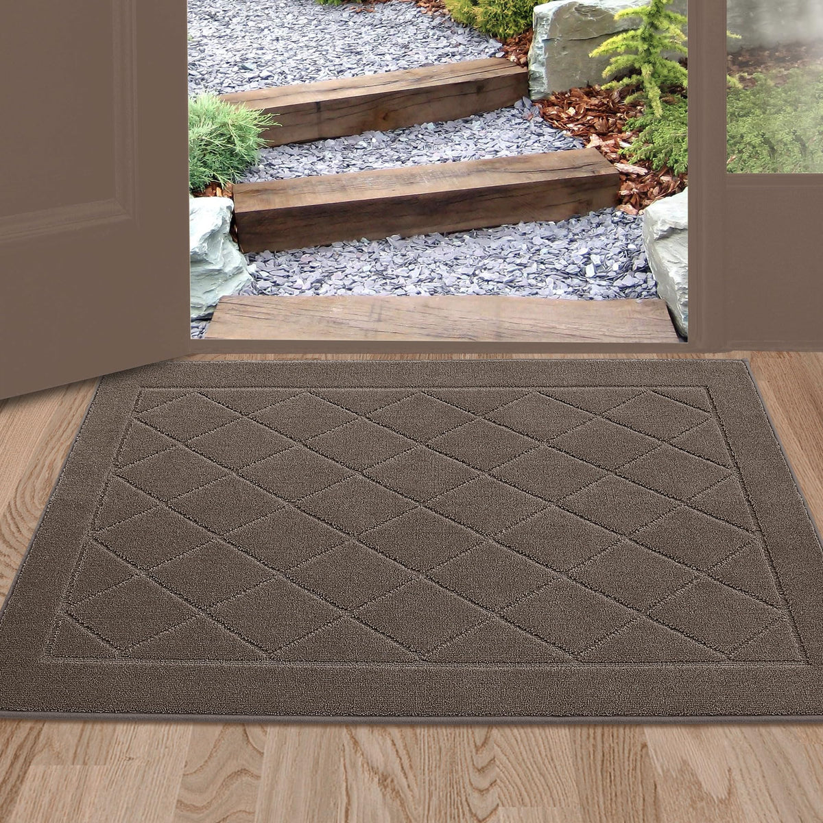 BEQHAUSE Dirt Trapper Door Mat 32" x 48", Doormat Non-Slip, Dark Grey