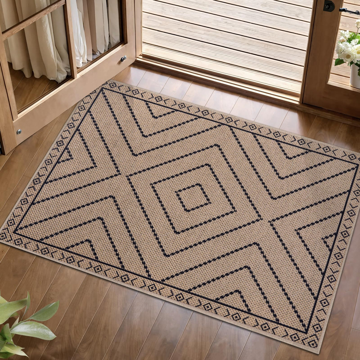 Tangsoo Easy Jute 2x3 Small Outdoor Rug,Washable Non-Slip Entryway Door Mat