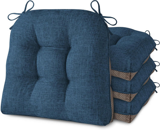 AddGrace Chair Cushions for Dining Chairs 4 Pack 18"x17"x3" Navy