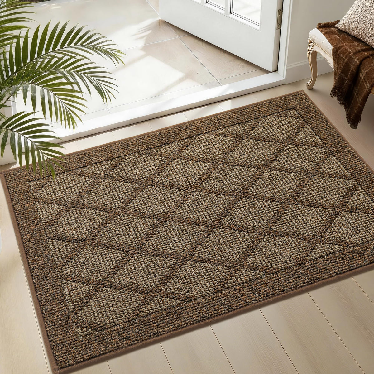 COSY HOMEER Non-Slip Door Mat 20"x32",Entryway Rugs Low Profile,Beige