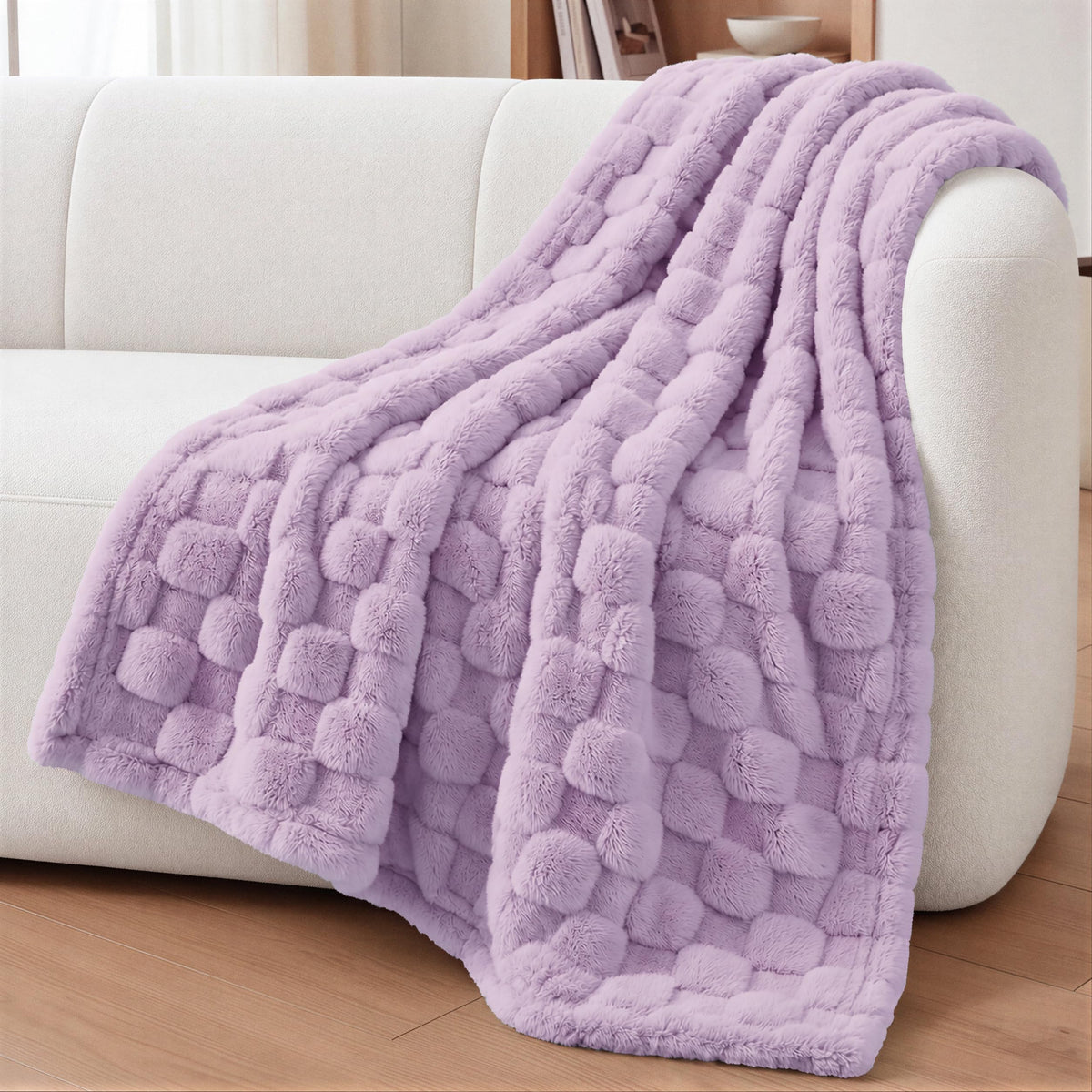 Utopia Bedding Plush Checkered Fleece Blanket Cool Grey Throw, 50x60 Inch