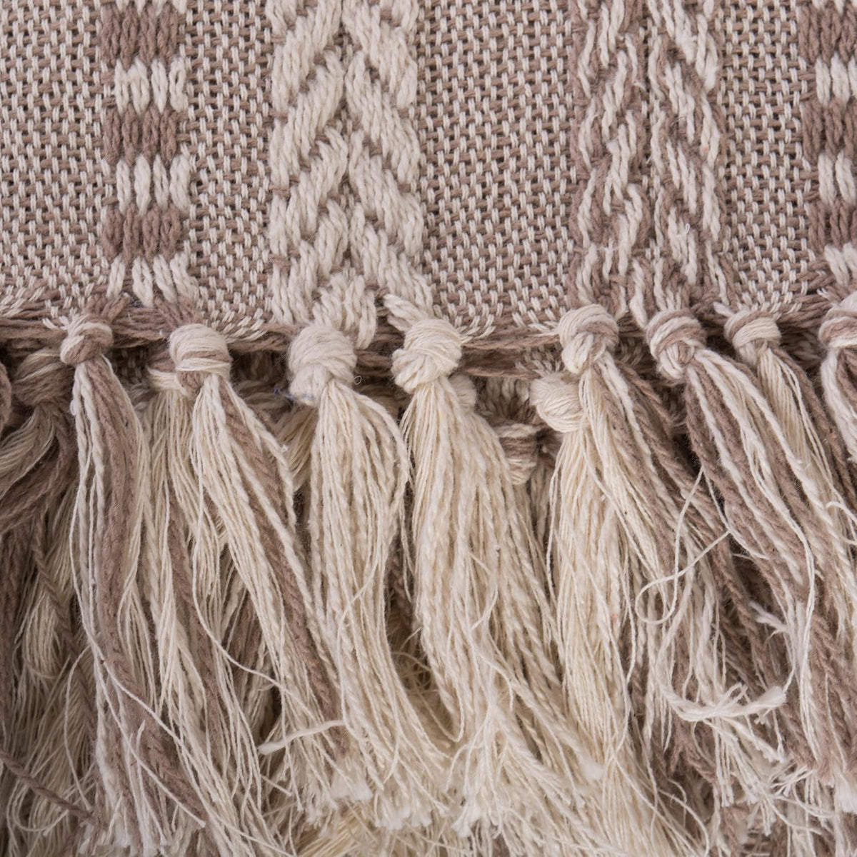 DII Braided Striped Throw Blanket, 50x60, Stone on Cream